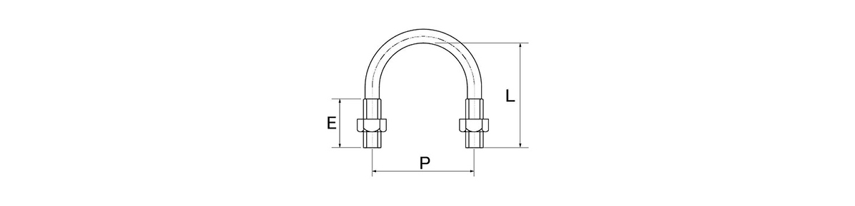 U形螺栓 鋼管用 附螺帽的尺寸圖
