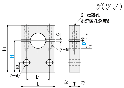導桿架　-側面安裝孔型（機械加工品）　分離型-:關聯圖像