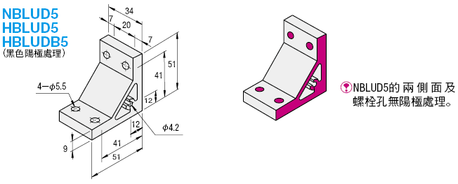 5系列（溝槽寬度6mm）　－2列溝槽用－　極厚型角撐架:關聯圖像
