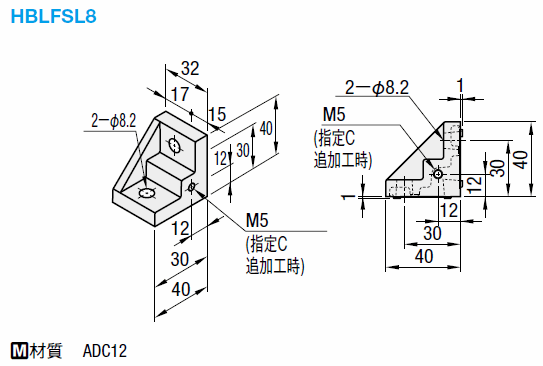 8系列（溝槽寬度10mm）－1列溝槽用－單面附突起反轉角撐架:關聯圖像