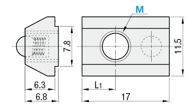 6系列（溝槽寬度8mm）　30･60mm方形鋁擠型用後裝彈簧螺帽:關聯圖像