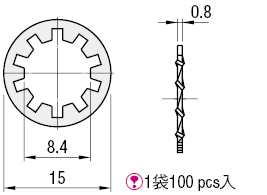 8系列（溝槽寬度10ｍｍ）　40・80方形鋁擠型用附齒墊圈:關聯圖像