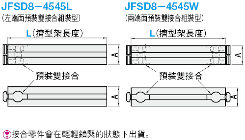 8－45系列（溝槽寬度10ｍｍ　已安裝隱藏式接頭零件擠型架　預裝雙接合型:關聯圖像