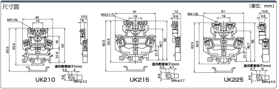 UK2段ブロック端子台（M3～M4）:関連画像