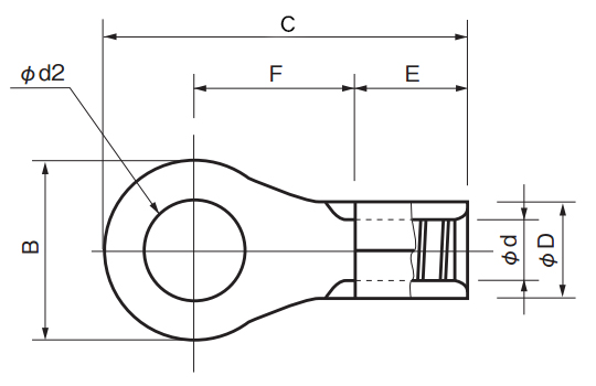 銅線用裸圧着端子（R形）丸形:関連画像