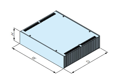 HY型縱型散熱片盒的尺寸圖。