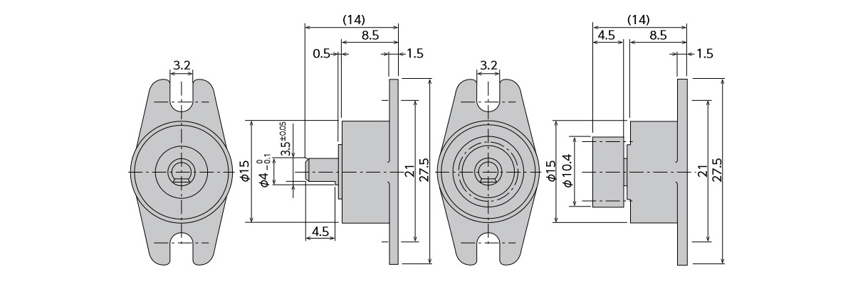 旋轉阻尼器 FRT-C2（雙向性）/FRN-C2（單向性）系列尺寸圖