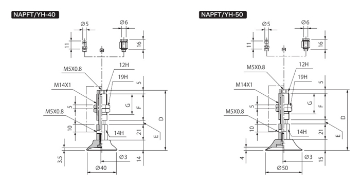 附緩衝式止迴零件吸盤 NAPFTH/YH 尺寸圖8