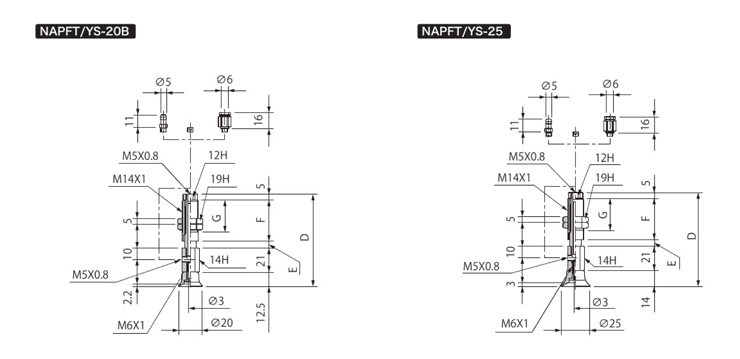 附緩衝式零件吸盤 NAPFTS/YS 尺寸圖3