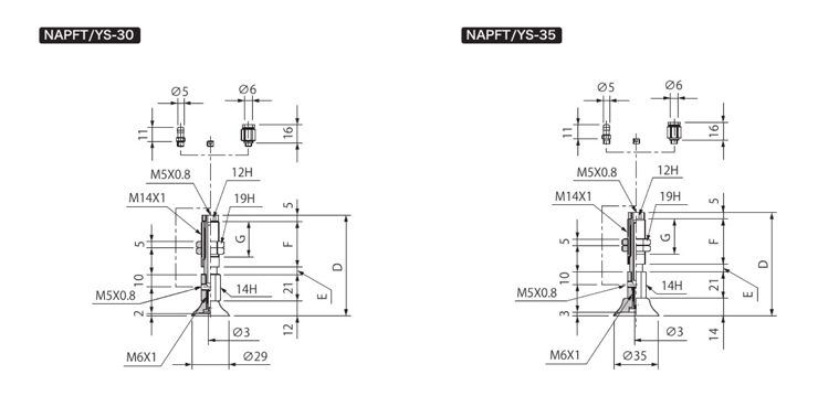 附緩衝式零件吸盤 NAPFTS/YS 尺寸圖4