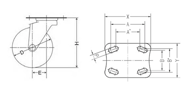 泛用腳輪 STC系列 活動型 尺寸圖2