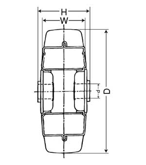 橡膠車輪VS系列的尺寸圖