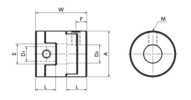 MOL 可撓性聯軸器 十字形 外形圖1