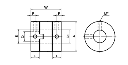 MOR 可撓性聯軸器 十字型 尺寸圖