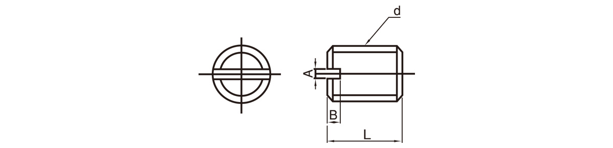 ECO-BS 附一字溝槽 平尾 黃銅（低鎘材料）的尺寸圖