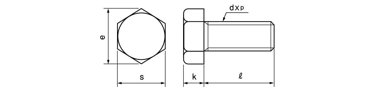 六角螺栓（全螺牙）（細螺紋・P=1.5）的尺寸圖