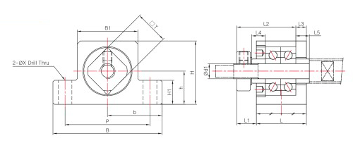 サポートユニット・角型タイプ-固定側角形 EKタイプ- 外形図01