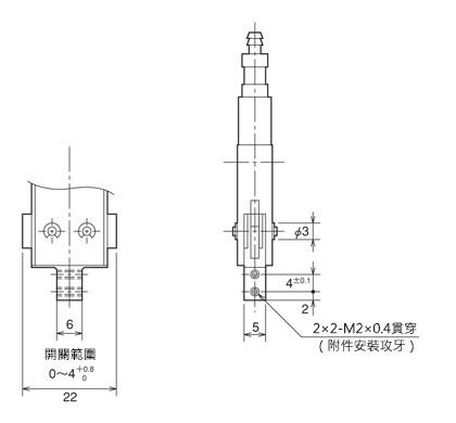 空氣夾頭（平行開關型） SH3系列 單動型常閉尺寸圖