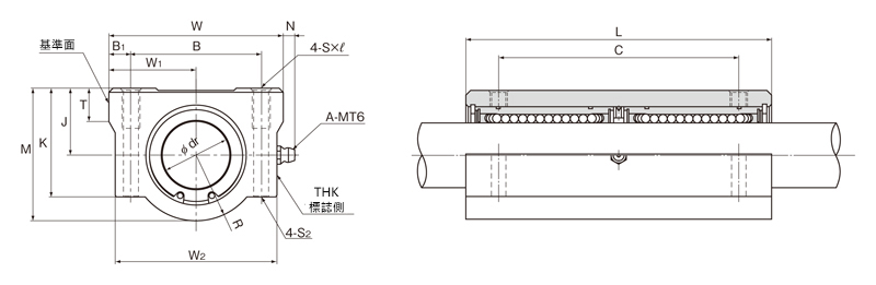 線性襯套 SL型 LM直線滾珠襯套（標準型） 尺寸圖