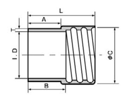 Tiflex軟管 P型、P-2型、阻燃P型開口 構造（截面圖）