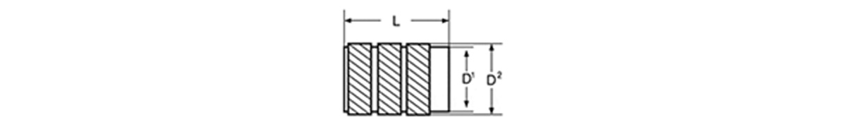 DODGE 螺紋嵌入裝置（標準型）SB 黃銅（無鎘）尺寸圖