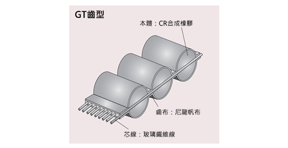 雙面齒型皮帶 D5GT型 構造圖
