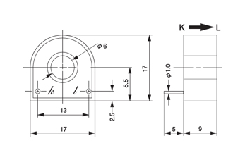一般計測用 CTL汎用シリーズ プリント板取付用電流センサ 外形図1