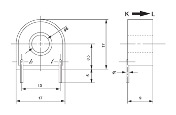 一般計測用 CTL汎用シリーズ プリント板取付用電流センサ 外形図2