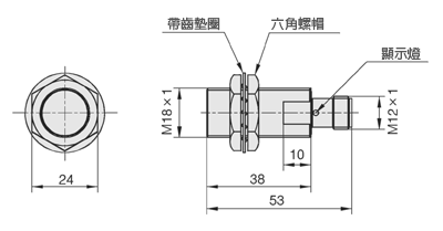 圓筒型直流2線式AC／DC共用接近感應器尺寸圖（FL7M-7T7H□-CN）