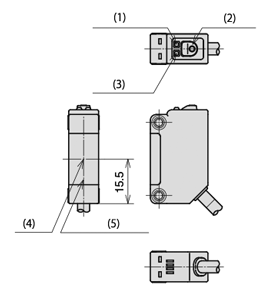 泛用內建放大器光電感應器 HP7 系列對照型受光器 尺寸圖