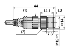 泛用內建放大器光電感應器 HP7 系列M12預接線連結器尺寸圖