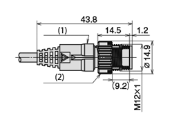 泛用內建放大器光電感應器 HP7 系列預接線快速鎖定連結器尺寸圖