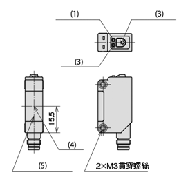 泛用內建放大器光電感應器 HP7 系列對照型受光器 尺寸圖