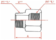 PT連接JIS「O」形環軸轂 O形環接口 公端連結器 尺寸圖