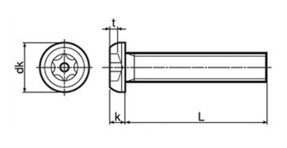 TRF／防拆螺絲 不鏽鋼 插銷、按鈕 TRX小螺絲尺寸圖