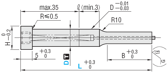 顶料型凸模 -全长指定・B寸固定型 普通・WPC处理・弹簧加强型-:相关图像