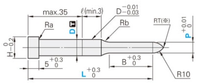 卸料板固定用导正销 -前端R・锥形一体型・凸缘负公差・普通・抛光加工-:相关图像
