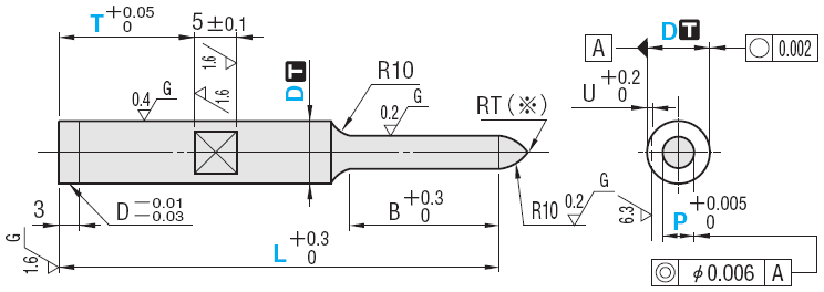 硬质合金键槽型导正销 -前端R型-:相关图像