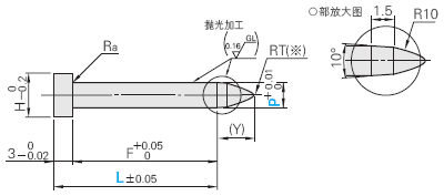 卸料板固定用直杆型导正销 -前端R·锥形一体型·凸缘部负公差·DLC涂覆处理-:相关图像