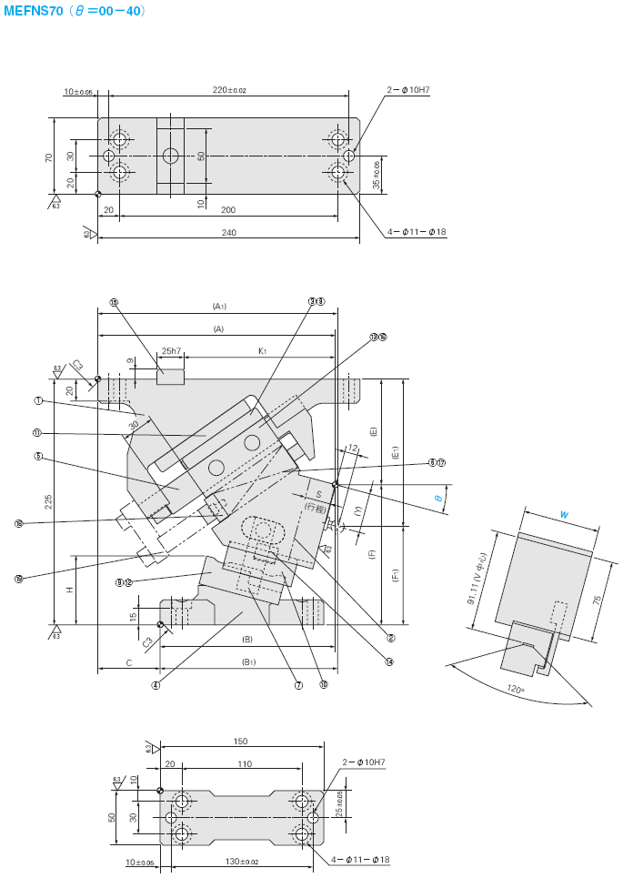 NAAMS规格悬吊式斜楔组件 MEFNS70(θ=00-40):相关图像