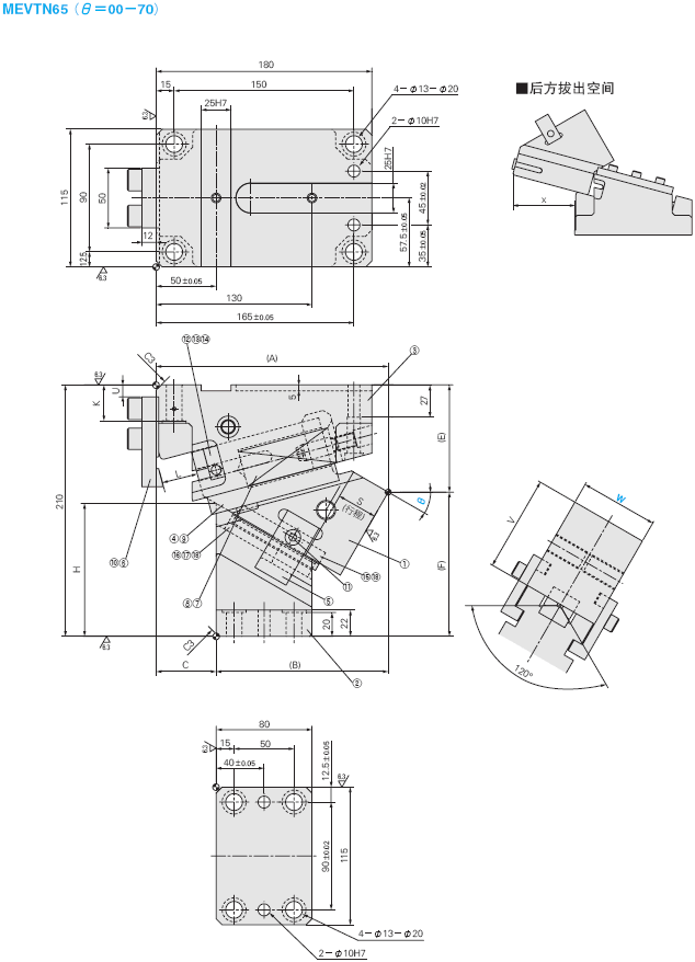 切边、翻边用悬吊式斜楔组件 -V形导向- MEVTN65(θ=00-70):相关图像