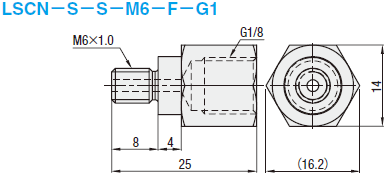 配管零件 -接头 手动紧固型- M6氮气弹簧转换用:相关图像