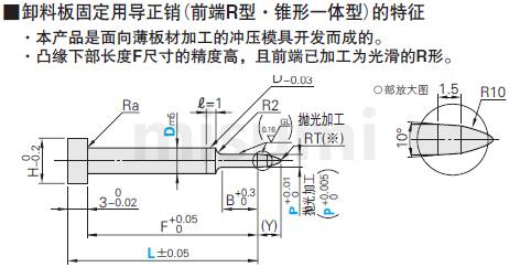 可动式导正销 -肩型·普通型-注意事项1