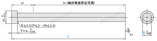 米思米超精密级直推杆顶针顶杆尺寸图