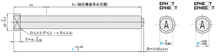 刻印直推杆 -SKH51/肩部厚度4mm/全长指定•凸字刻印-:相关图像