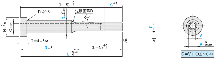 精密级小直径•薄壁台阶推管 -SKH51/薄壁/单边壁厚0.3mm-:相关图像