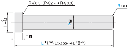 前端加工直中心销 -SKD61+氮化/轴径(P)0.1mm指定/轴径公差-0.01_-0.02-/-0.01_-0.03-:相关图像