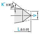 一阶中心销 -SKH51材质/肩部厚度4mm/轴径(P)0.01mm指定型/轴径公差-0.01_-0.02/前端A･V公差±0.02-:相关图像