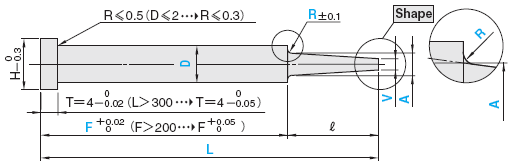 一阶中心销 -SKD61/轴径(D)固定/前端A･V公差±0.01/±0.02-:相关图像
