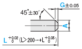 无锥度一阶中心销 -SKH51/肩部厚度4mm/轴径(P)0.01mm指定/轴径公差0_-0.005/前端A公差0_-0.01-:相关图像
